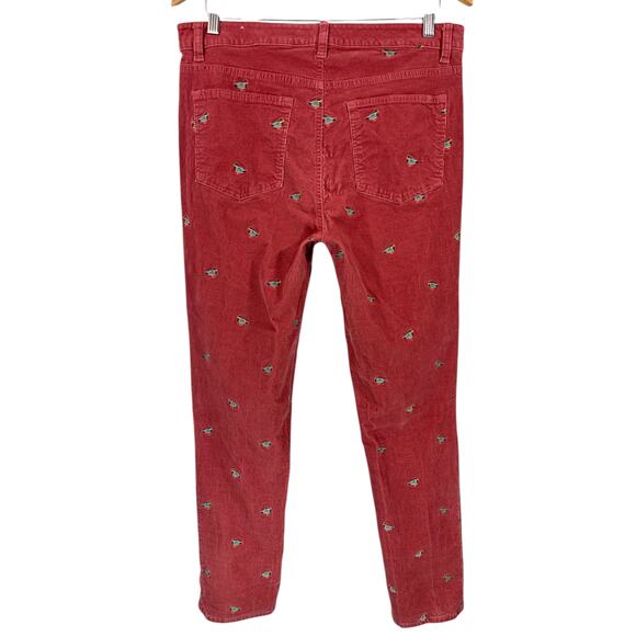 Talbots Stretch Corduroy Straight Leg Pants Mallard Embroidered Sz 10 - Picture 4 of 12